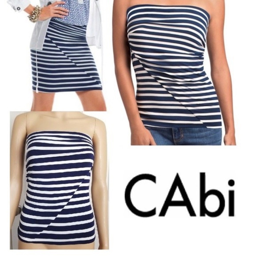 CAbi Blue and White Striped Tank Top Tube Top and Skirt